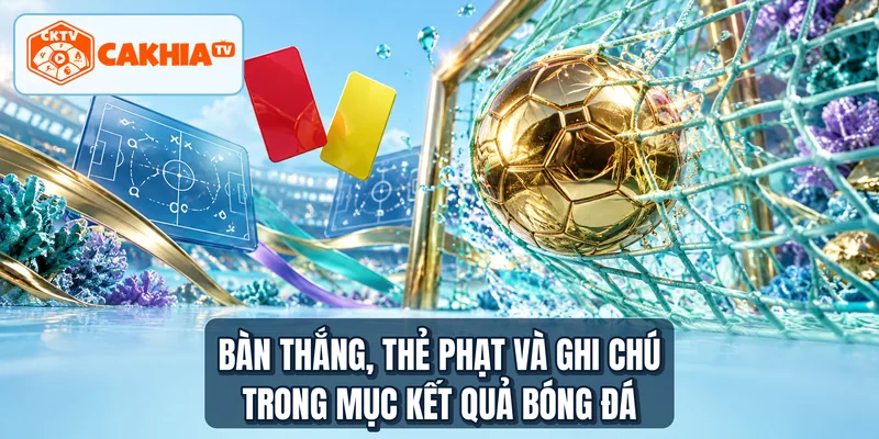 Bàn thắng, thẻ phạt và ghi chú trong mục kết quả bóng đá