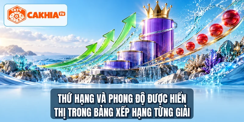 Thứ hạng và phong độ được hiển thị trong bảng xếp hạng từng giải